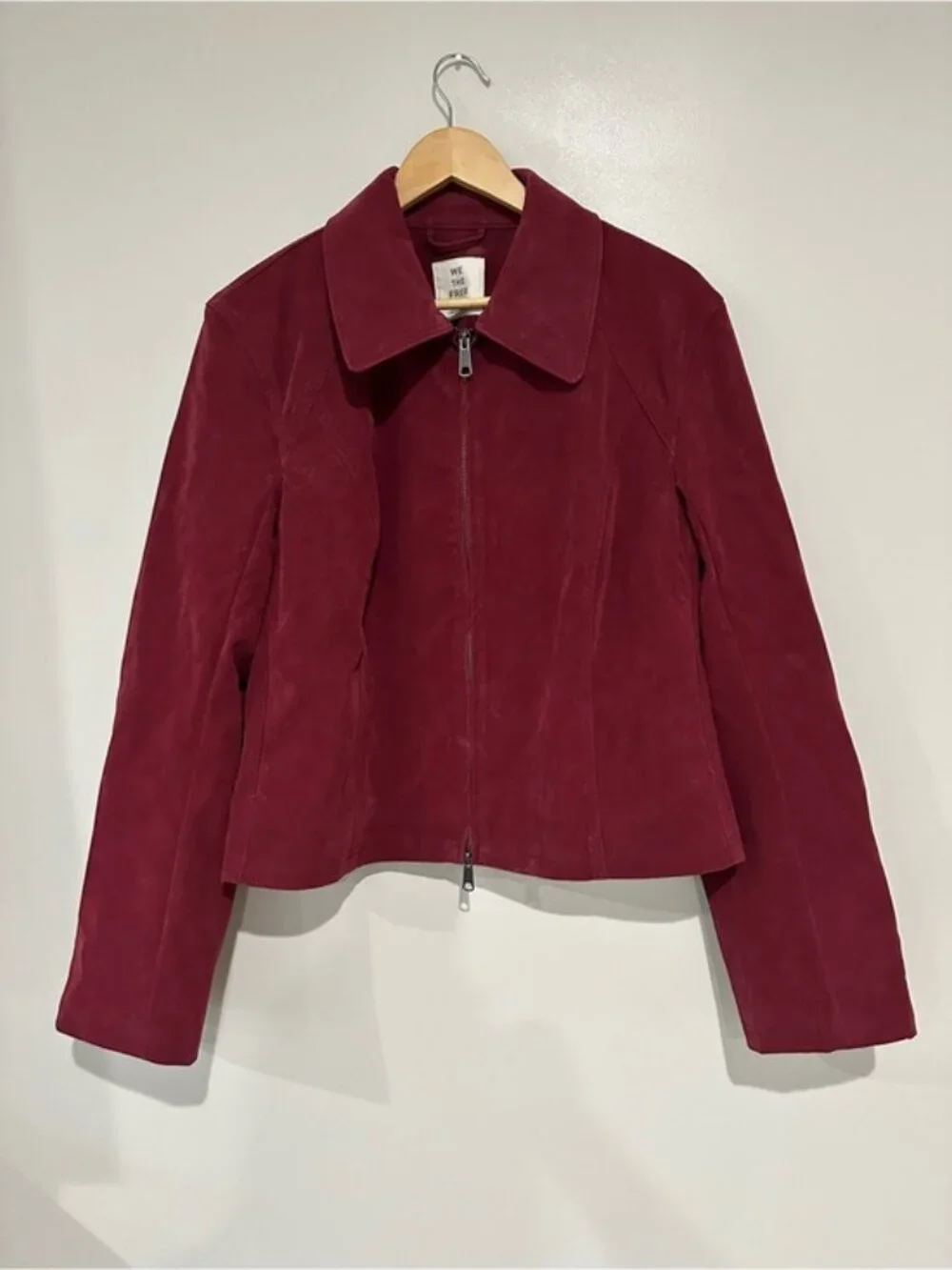 Free People We The Free Burgundy River Vegan Suede Jacket Women’s Large